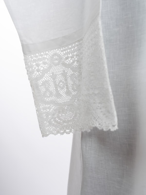 Pure linen alb with Nottingham Ihs lace
